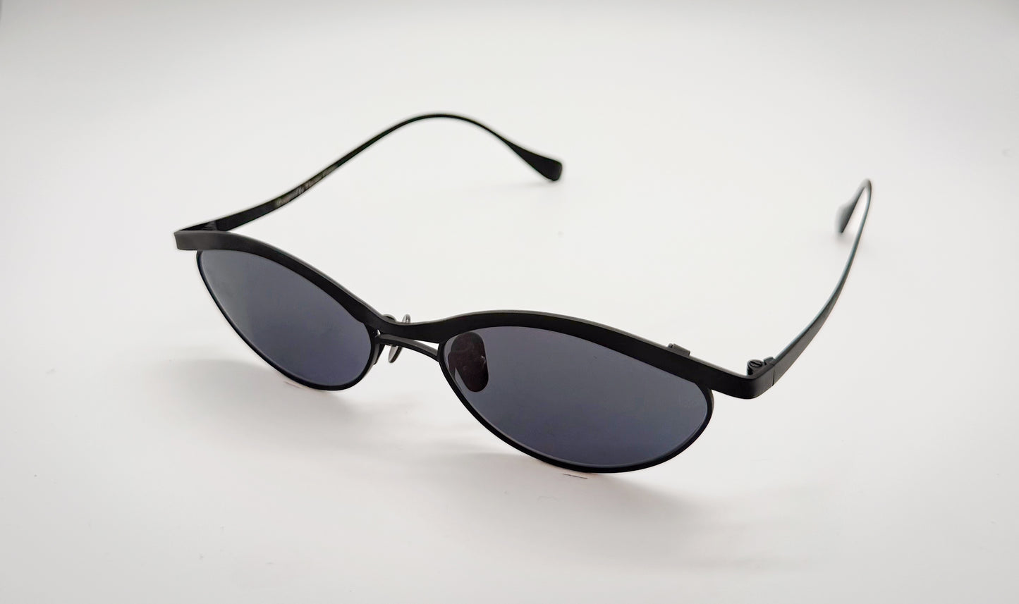 Vincent Catani Alma black titanium cat-eye sunglasses with the signature sculpted temple