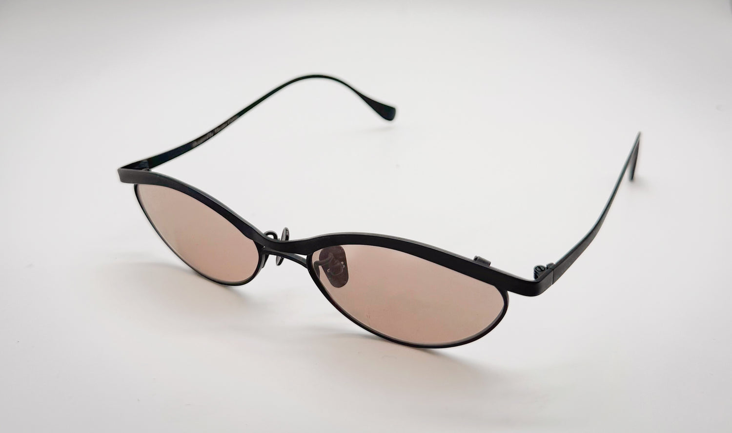 Vincent Catani Alma brown titanium cat-eye sunglasses with the signature sculpted temple