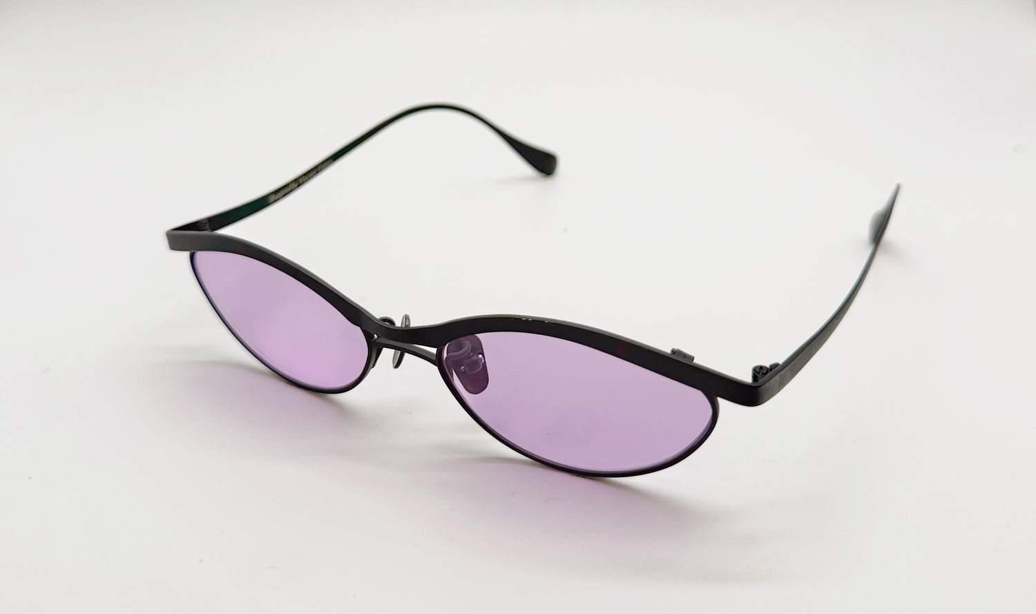 Vincent Catani Alma purple titanium cat-eye sunglasses with the signature sculpted temple