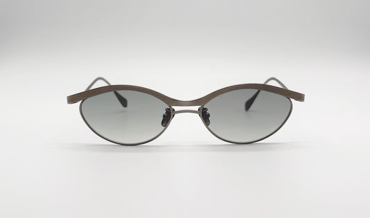 Front view of Vincent Catani Alma cat-eye sunglasses, Space Grey frame with Forest Green lenses